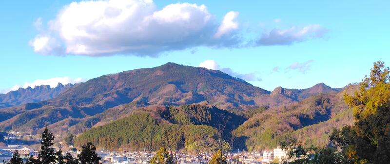 左から妙義山、大桁山、鍬柄岳